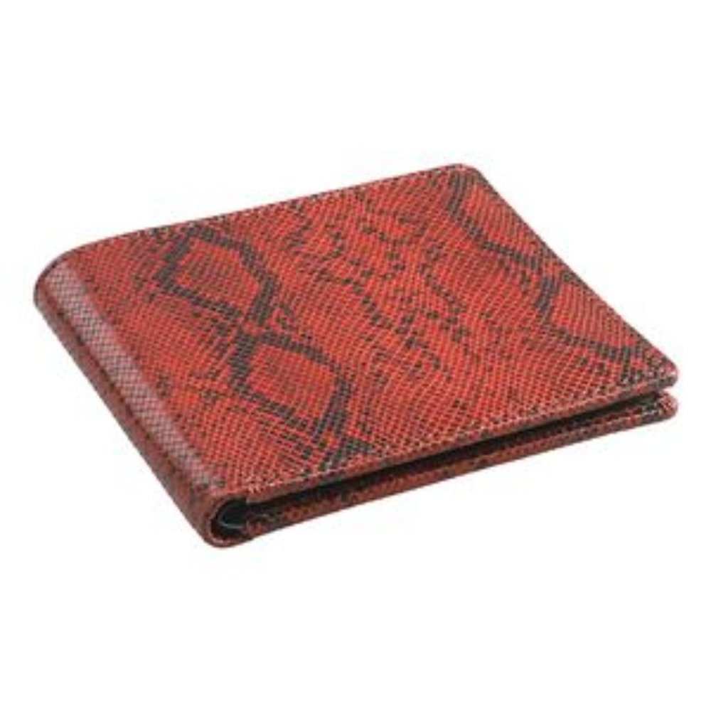 Red Snake Foiled Pattern Genuine Leather RFID Protected Men's Wallet (4.5"Lx3.5"